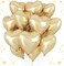 Champagne Gold Heart Balloons, 18 Inch Pastel Gold Heart Shaped Balloon, 12PCS Large Pastel Yellow Helium Foil Love Romantic Balloon for Marriage Wedding Bridal Engagement Party Anniversary Decoration